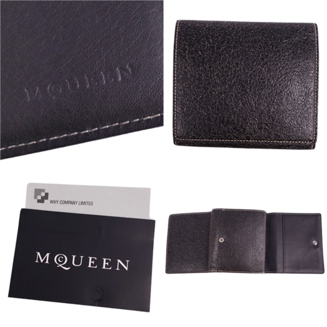 Alexander McQueen(アレキサンダーマックイーン)の美品 アレキサンダーマックイーン Alexander McQueen 財布 ウォレット コンパクトウォレット 三つ折り レザー メンズ  ダークブラウン メンズのファッション小物(折り財布)の商品写真