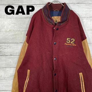 GAP - ①59U USA製90s OLD GAP ウールスタジャン 袖レザーメンズ古着の ...
