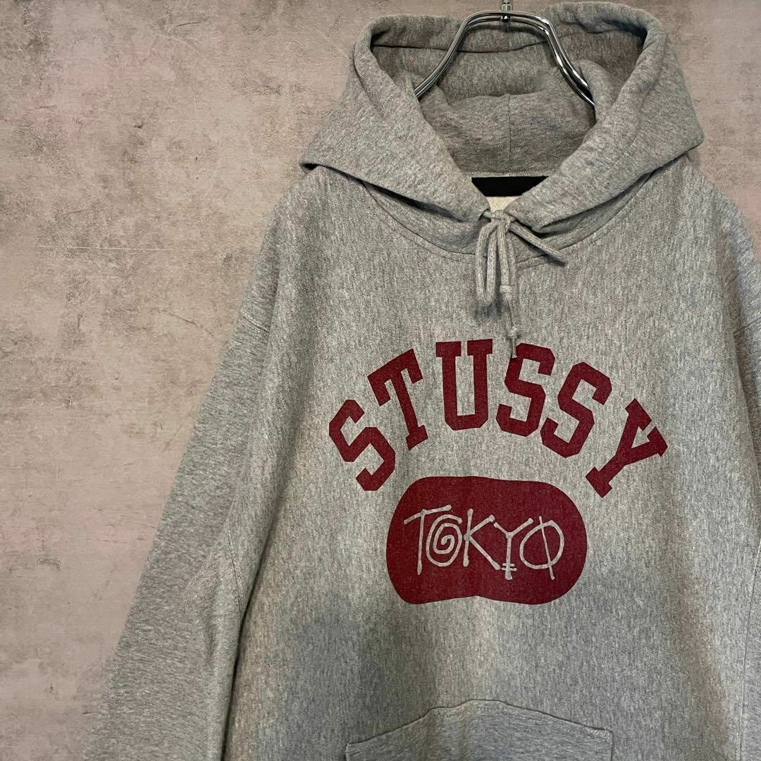 【ビックロゴパーカー】stussy染み込みデザイン長袖アームロゴストリート