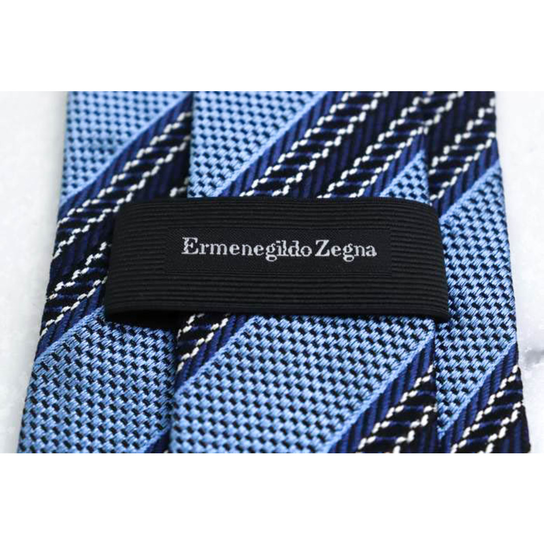 エルメネジルドゼニア ブランドネクタイ ストライプ柄 シルク イタリア製 メンズ ブルー Ermenegildo Zegna