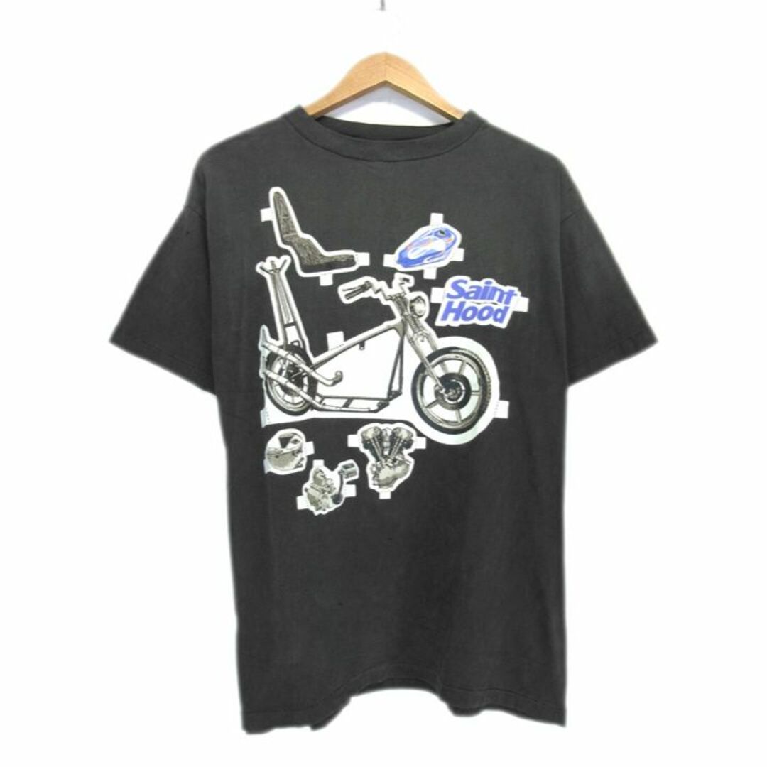 ウォッシュブラックサイズセントマイケル SAINT MICHAEL × ネイバーフッド NEIGHBORHOOD ■ 23SS 【 BIKE SM S23 0000 114 】 バイク プリント デザイン Tシャツ　29790