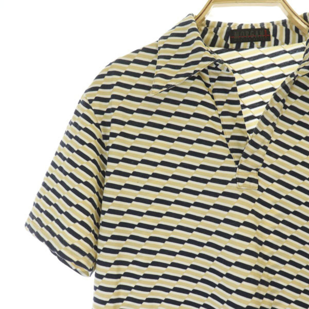 MORGAN HOMME(モルガンオム)のモルガンオム ポロシャツ スキッパーポロ 半袖 総柄 ストレッチ F メンズのトップス(ポロシャツ)の商品写真