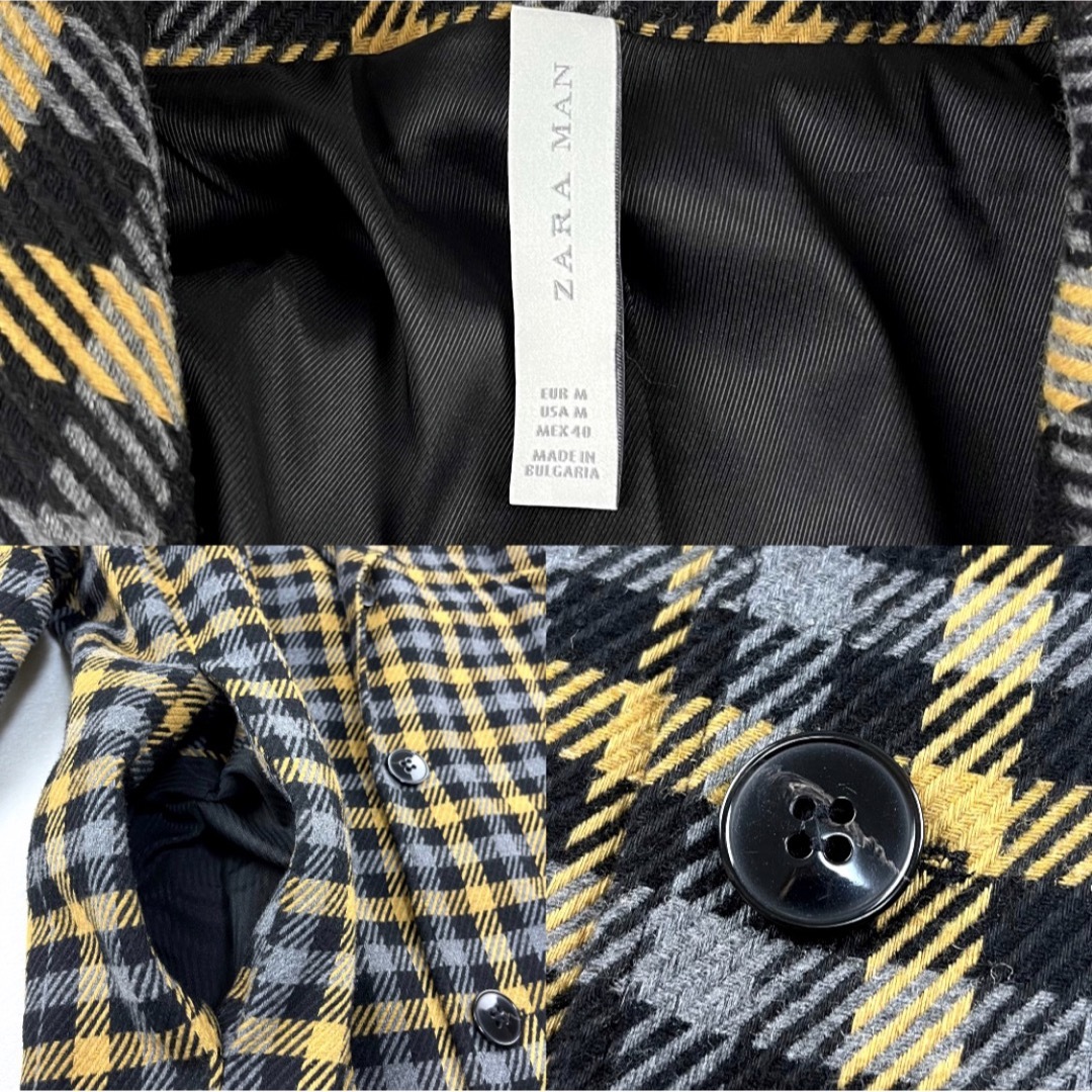 ZARA - ✨極美品✨ZARAMAN ロングコート お洒落 チェック柄 ブラック M ...