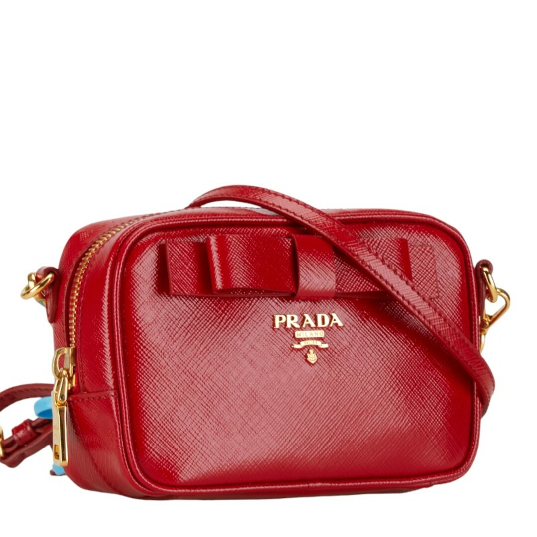 PRADA - プラダ サフィアーノ ヴェルニ リボン ゴールド金具 斜め掛け