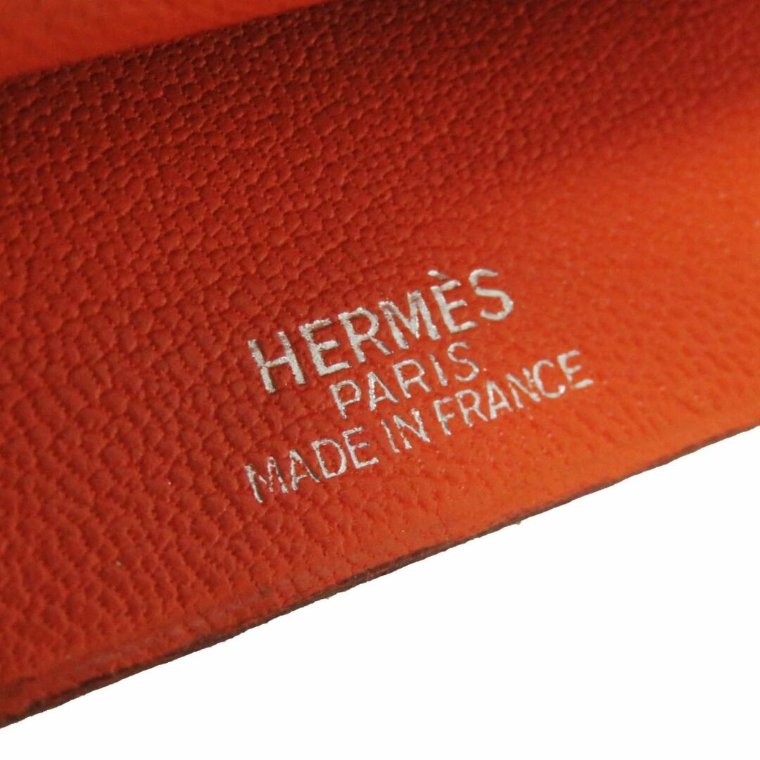 8cmヨコ美品◎フランス製 HERMES エルメス ラージクロシェット キーリング レザー ネックレス／ペンダント レディース オレンジ □E刻印 箱付き