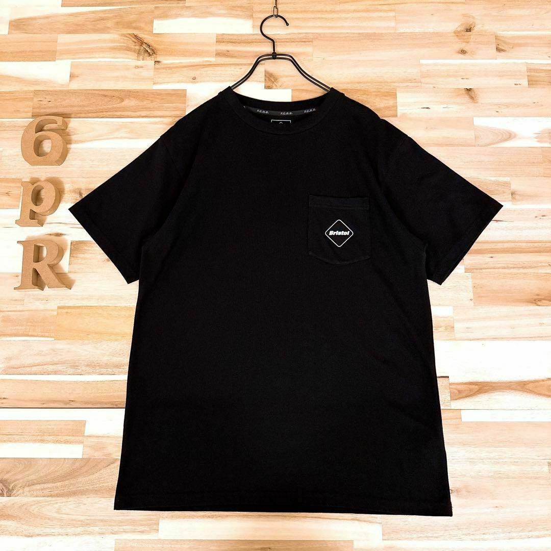 【エフシーレアルブリストル】バーチカル バック ロゴ 半袖Tシャツ M 黒×白 5