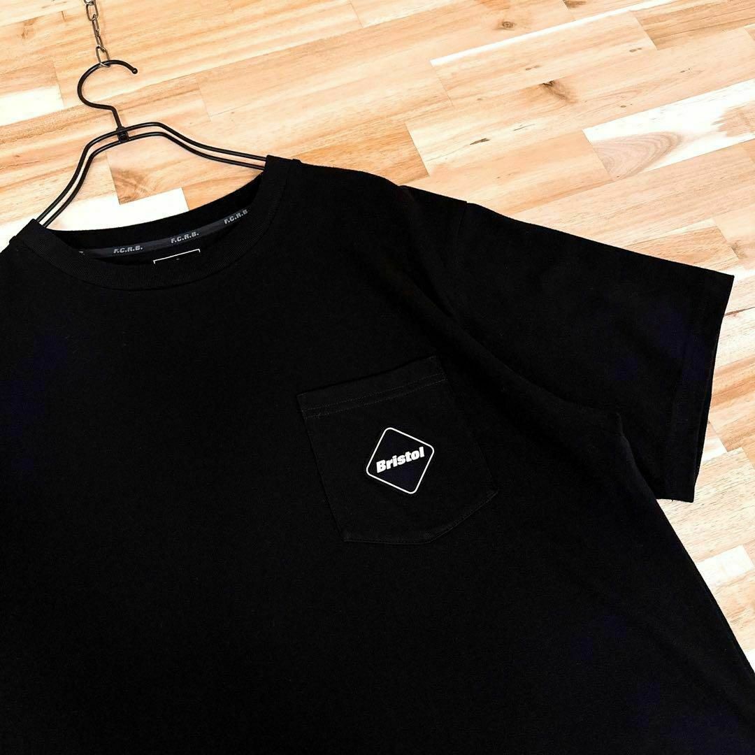 【エフシーレアルブリストル】バーチカル バック ロゴ 半袖Tシャツ M 黒×白 6