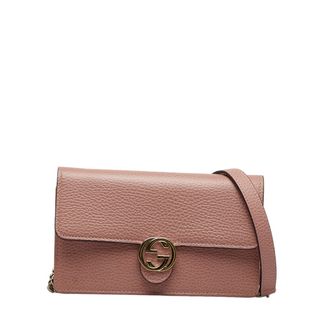 グッチ(Gucci)のグッチ インターロッキングG チェーンウォレット ショルダーバッグ 2WAY 510314 レザー レディース GUCCI 【1-0120163】(ショルダーバッグ)