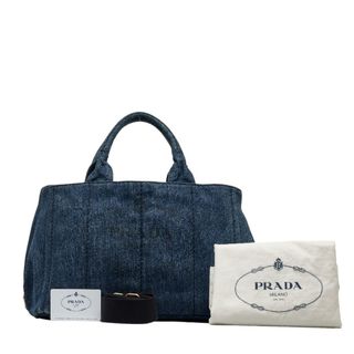 PRADA カナパMM 2WAY ショルダーバッグ デニム ブルー 1BG642