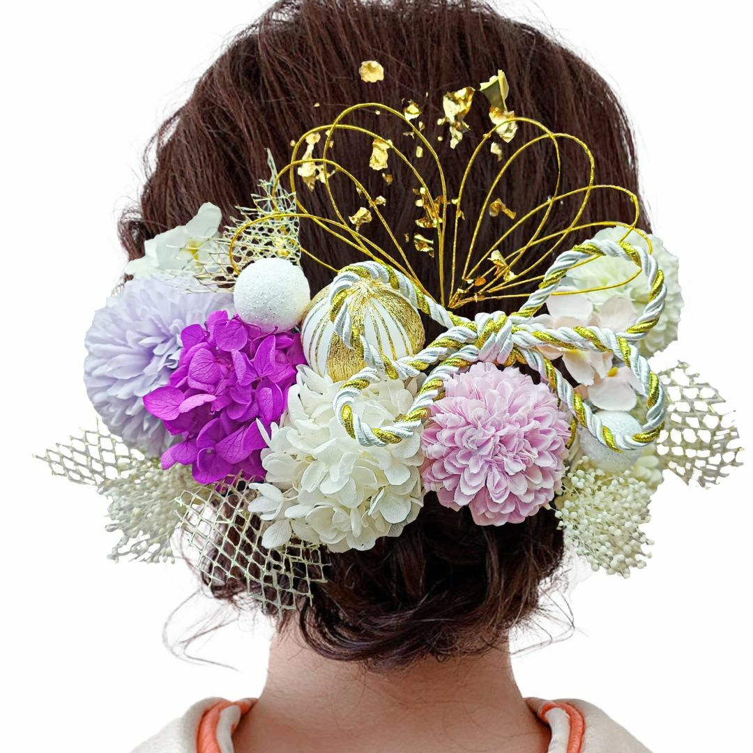 【特価商品】[JZOON] 4色展開 成人式 ドライフラワー 髪飾り 造花飾り