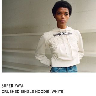 シティショップ(CITYSHOP)のSUPER YAYA  Crushed Single Hoodie white (トレーナー/スウェット)