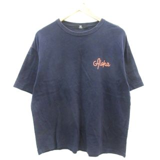 カンビオ(Cambio)のカンビオ Tシャツ カットソー 半袖 ラウンドネック プリント M ネイビー 紺(Tシャツ/カットソー(半袖/袖なし))