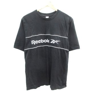 リーボック(Reebok)のリーボック Tシャツ カットソー 半袖 クルーネック ロゴプリント M 黒(Tシャツ/カットソー(半袖/袖なし))