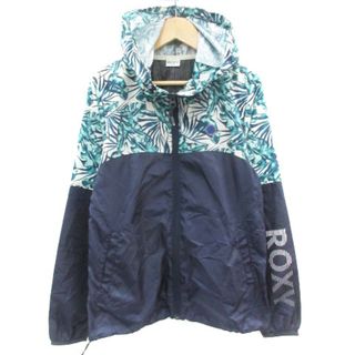 ロキシー(Roxy)のロキシー ジャケット パーカー ミドル丈 ジップアップ 総柄 切替 S 紺(パーカー)