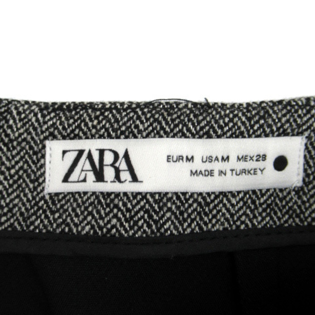 ZARA(ザラ)のザラ ZARA フレアスカート ロング丈 ヘリンボーン柄 ウール混 M 黒 レディースのスカート(ひざ丈スカート)の商品写真