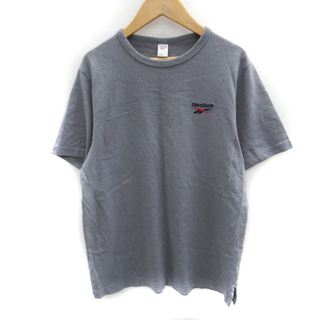 リーボック(Reebok)のリーボック Reebok Tシャツ カットソー 半袖 ロゴ刺繍 M ブルーグレー(Tシャツ/カットソー(半袖/袖なし))