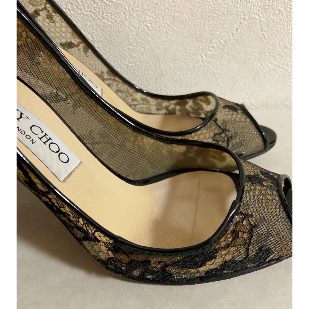 JIMMY CHOO(ジミーチュウ)のジミーチュウ レースオープントゥパンプス(訳あり) レディースの靴/シューズ(ハイヒール/パンプス)の商品写真