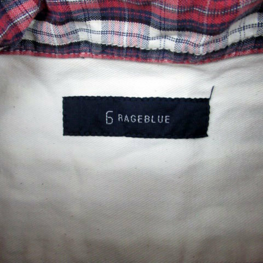 RAGEBLUE(レイジブルー)のレイジブルー カジュアルシャツ 長袖 チェック柄 M 赤 オフホワイト レディースのトップス(シャツ/ブラウス(長袖/七分))の商品写真