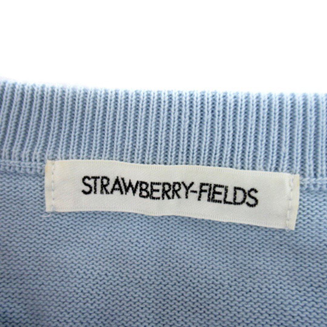 STRAWBERRY-FIELDS(ストロベリーフィールズ)のストロベリーフィールズ ニット カットソー 長袖 花柄 レース シースルー 水色 レディースのトップス(ニット/セーター)の商品写真