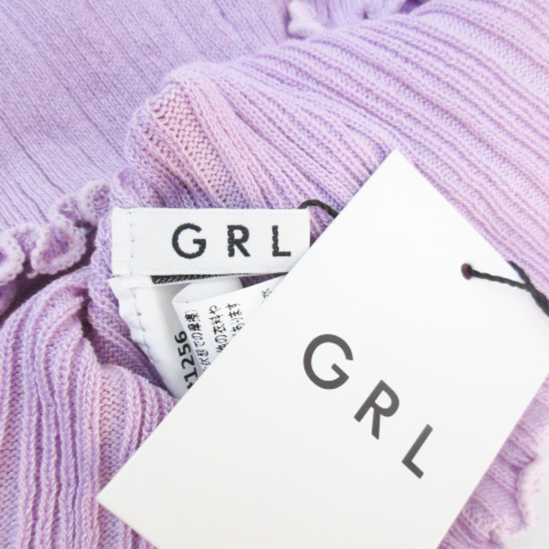 GRL(グレイル)のグレイル GRL リブニット カットソー 半袖 Uネック 無地 M 紫 パープル レディースのトップス(ニット/セーター)の商品写真