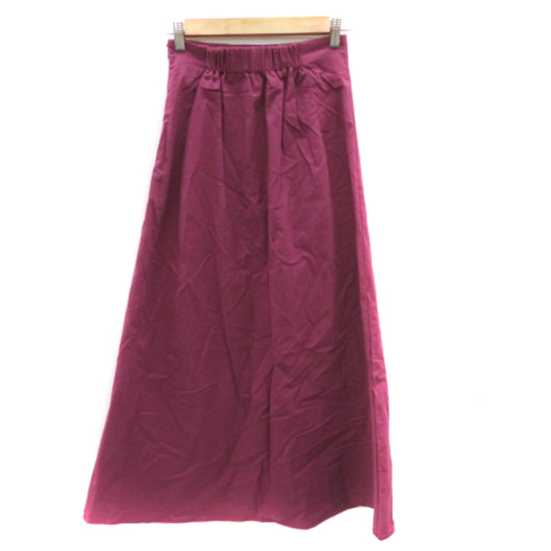 GRL(グレイル)のグレイル フレアスカート ロング丈 マキシ丈 無地 リネン混 M ダークパープル レディースのスカート(ロングスカート)の商品写真