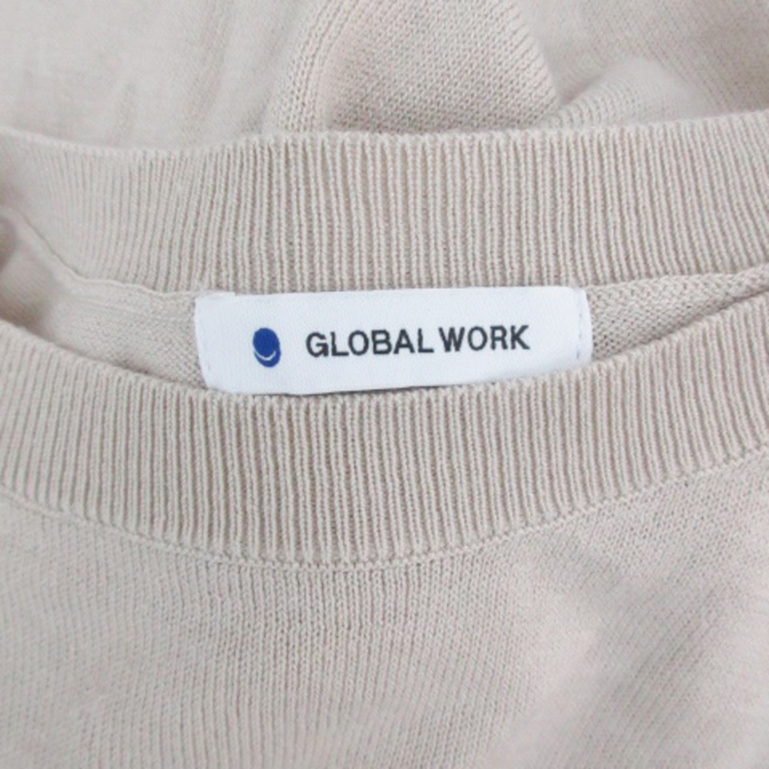 GLOBAL WORK(グローバルワーク)のグローバルワーク ニット カットソー 半袖 スリット リボン F ベージュ レディースのトップス(ニット/セーター)の商品写真