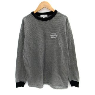 ビーミング ライフストア バイ ビームス(B:MING LIFE STORE by BEAMS)のビーミングバイビームス Tシャツ カットソー 長袖 ボーダー柄 刺繍 S 黒(Tシャツ(長袖/七分))