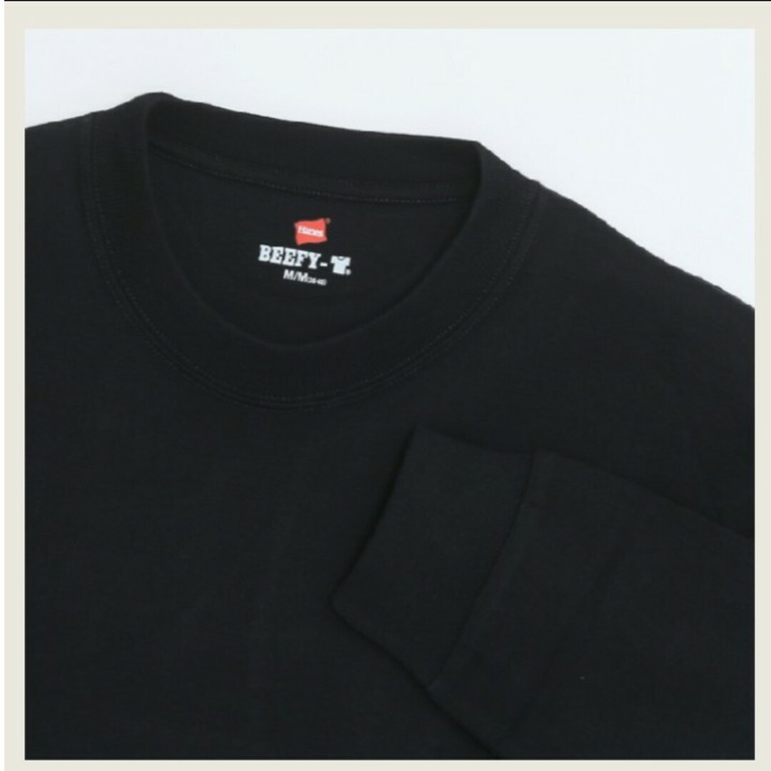 Hanes(ヘインズ)のBEEFY-TのロングスリーブTシャツ　ブラック　サイズL メンズのトップス(Tシャツ/カットソー(七分/長袖))の商品写真