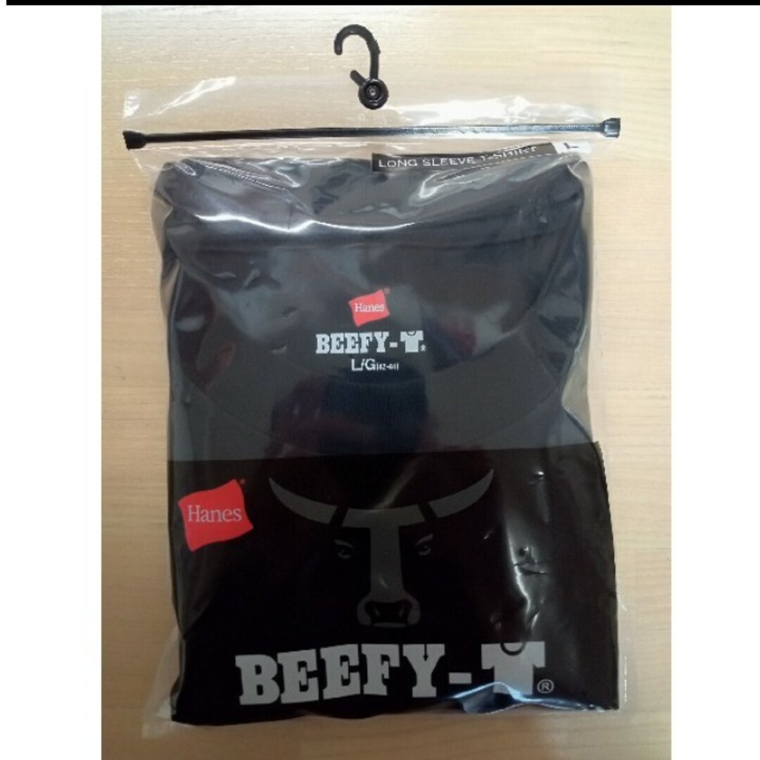 Hanes(ヘインズ)のBEEFY-TのロングスリーブTシャツ　ブラック　サイズL メンズのトップス(Tシャツ/カットソー(七分/長袖))の商品写真