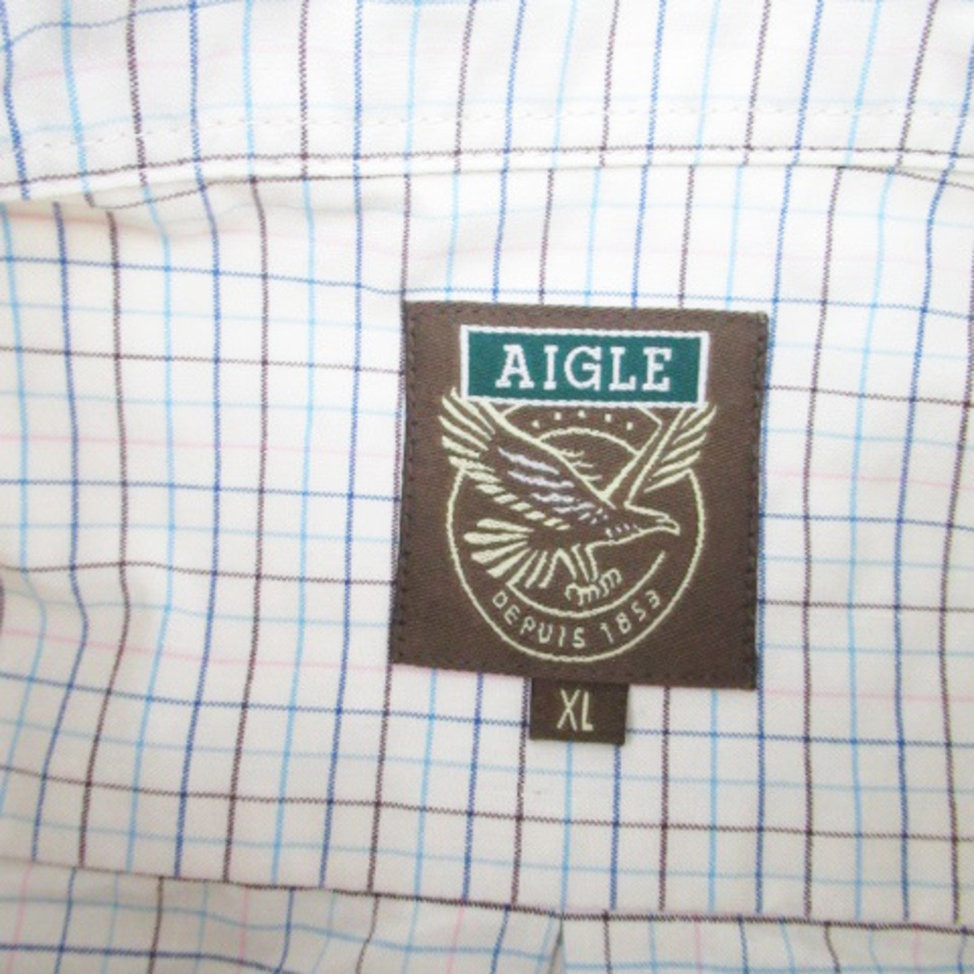 AIGLE(エーグル)のエーグル カジュアルシャツ ボタンダウン 長袖 チェック柄 XL オフホワイト メンズのトップス(シャツ)の商品写真