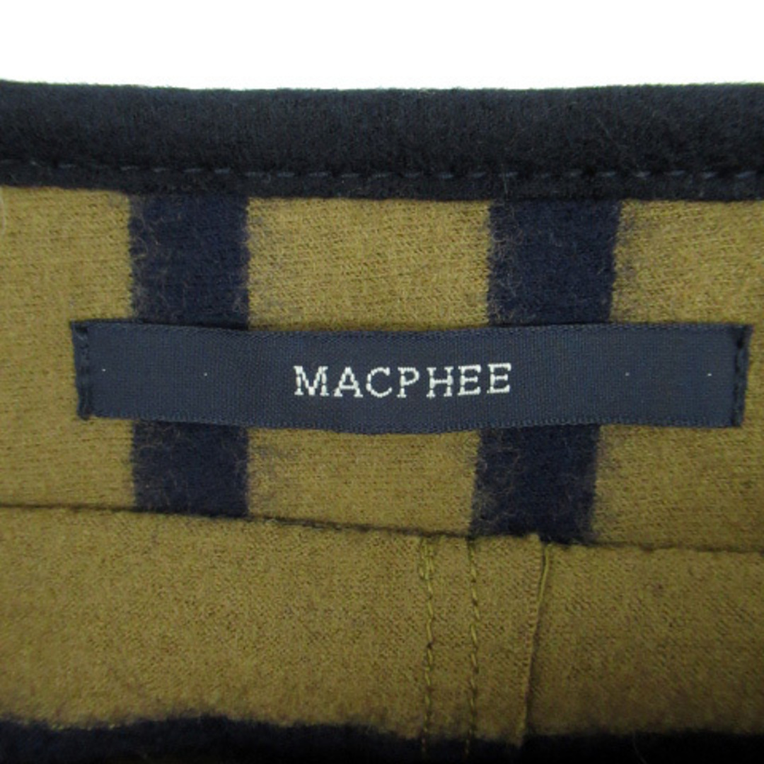 MACPHEE(マカフィー)のマカフィー トゥモローランド フレアスカート ボーダー柄 ウール 38 ベージュ レディースのスカート(ひざ丈スカート)の商品写真