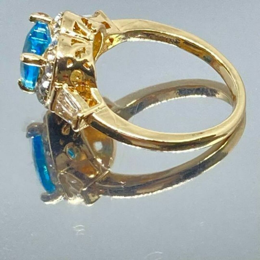 ゴールド リング ハート ジルコニア 指輪 おしゃれ かわいい サファイア 8号 レディースのアクセサリー(リング(指輪))の商品写真