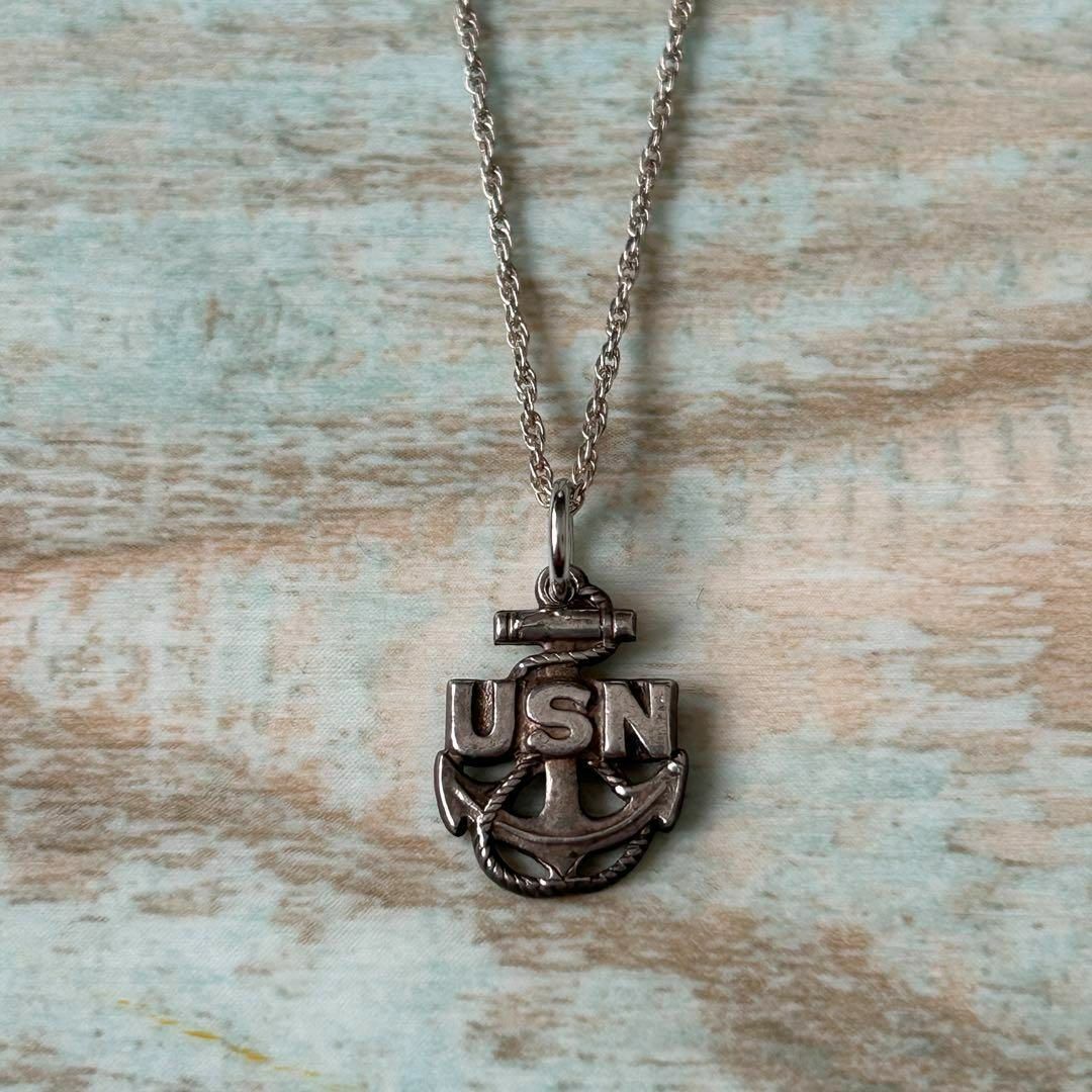 US NAVY USN 海軍 ネックレス アンカーエンブレム 925チェーンのサムネイル