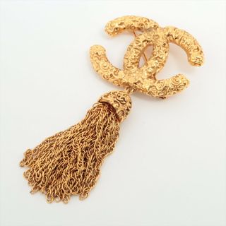 シャネル(CHANEL)の美品 ヴィンテージ シャネル ココマーク ブローチ 93A ゴールド アクセサリー チェーン タッセル 人気 レディース TTT 1020-E14(ブローチ/コサージュ)