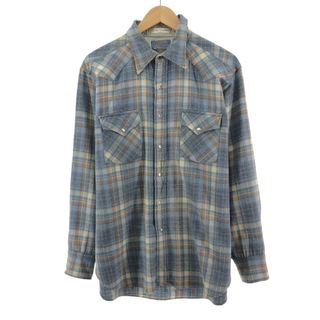 ペンドルトン(PENDLETON)の古着 70年代 ペンドルトン PENDLETON チェック柄 ウールウエスタンシャツ USA製 メンズL ヴィンテージ /eaa385311(シャツ)