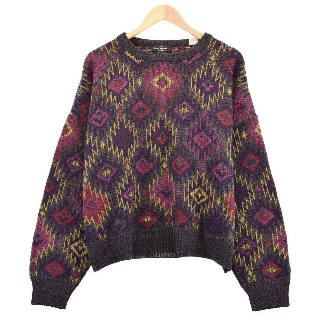 THE ITALIAN SWEATER 総柄 アクリルニットセーター イタリア製 メンズXL /eaa344735645cm肩幅