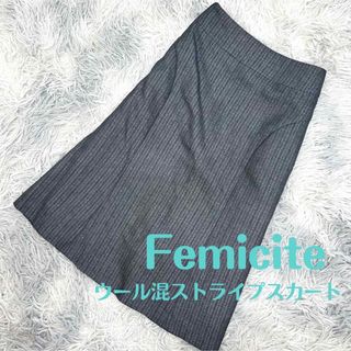 Femicite / ウール混ストライプスカート(ひざ丈スカート)