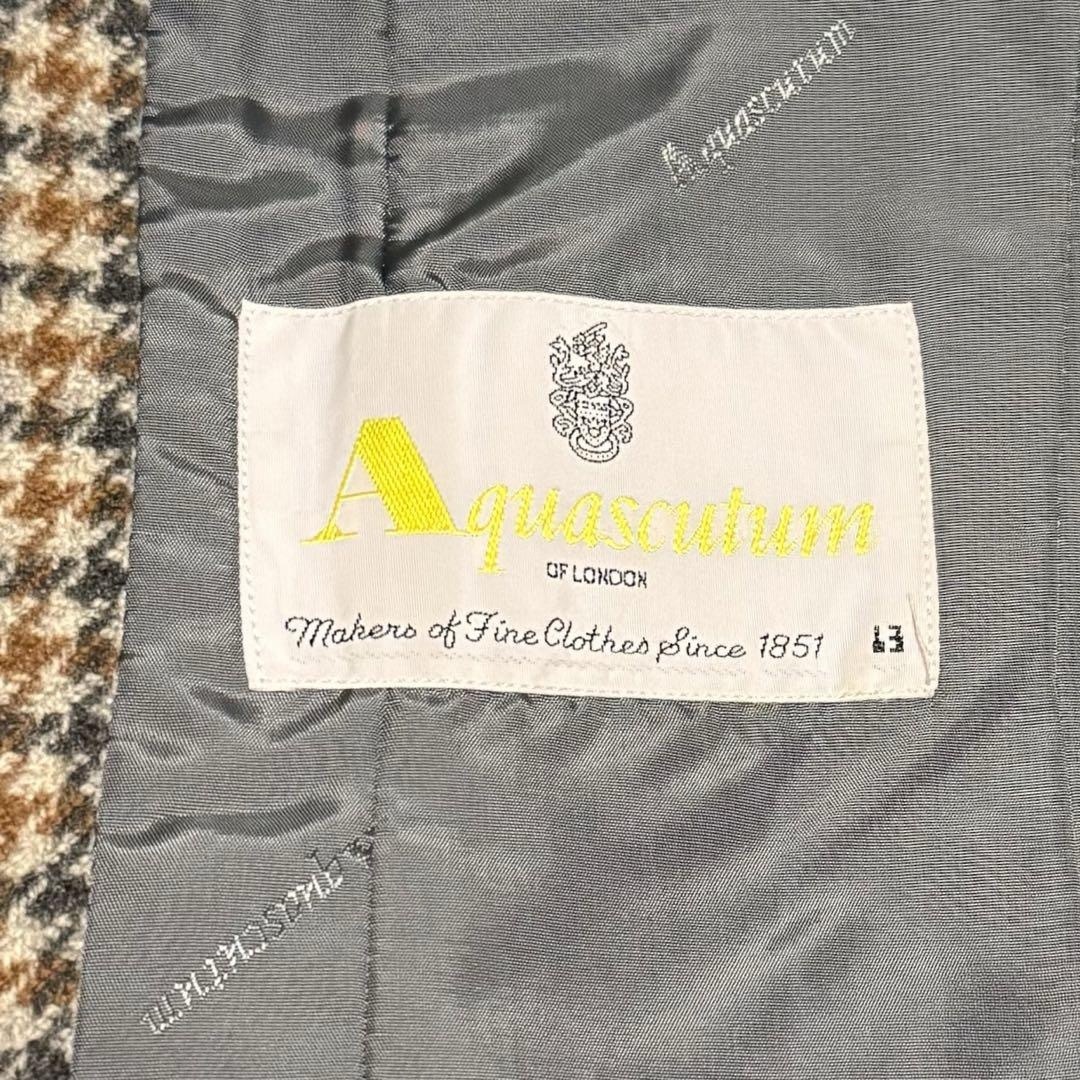 ★希少★ Aquascutum 千鳥柄 カシミヤ テーラード ジャケット ロゴ 2