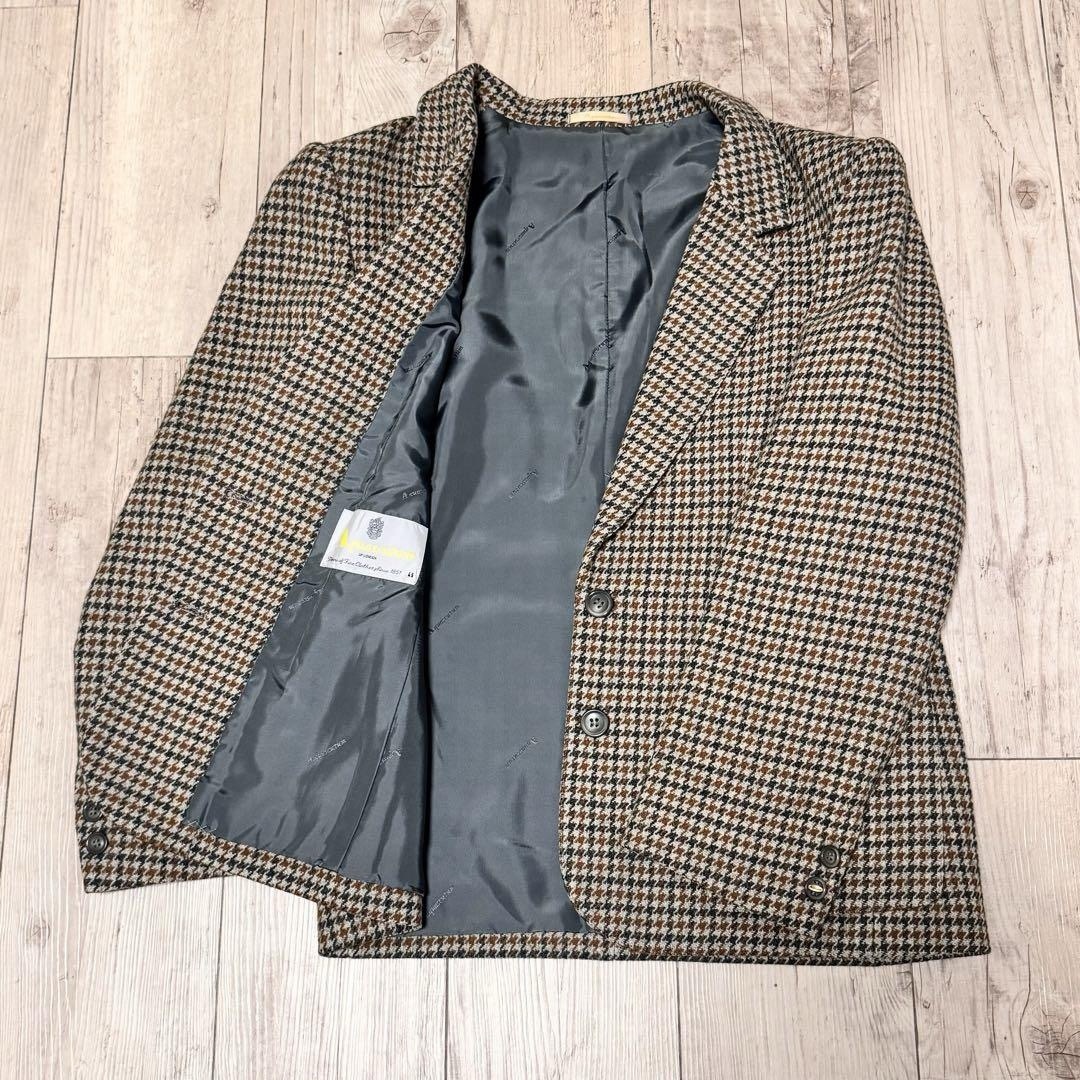 ★希少★ Aquascutum 千鳥柄 カシミヤ テーラード ジャケット ロゴ 1