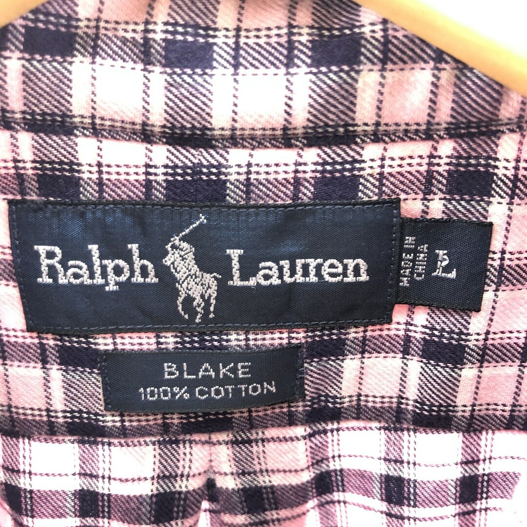 Ralph Lauren(ラルフローレン)の古着 ラルフローレン Ralph Lauren BLAKE 長袖 ボタンダウン ライトネルチェックシャツ メンズXL /eaa385073 メンズのトップス(シャツ)の商品写真