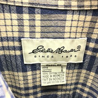 エディーバウアー Eddie Bauer チェック柄 長袖 ボタンダウンチェックシャツ メンズXL /eaa373618