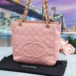 CHANEL シャネル マトラッセ チェーントートバッグ キャビアスキン　ピンク