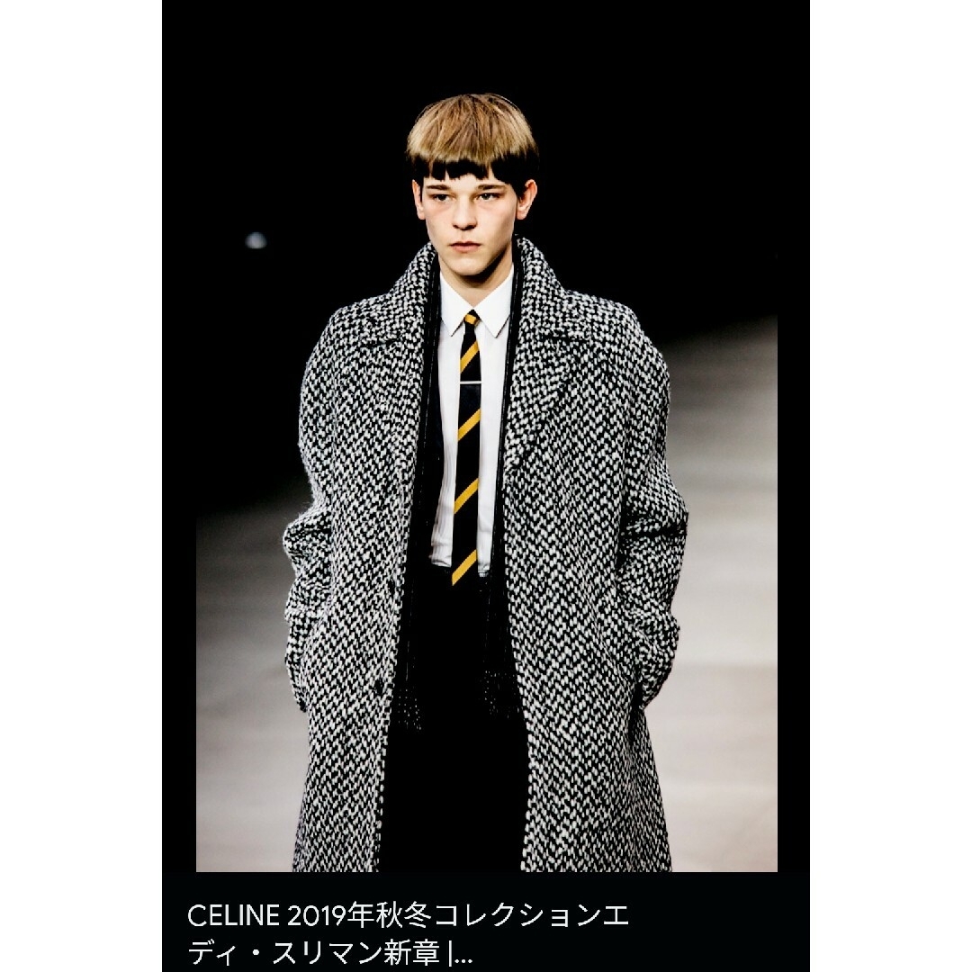 至極美品　2019/20AW　セリーヌ　ハウンドトゥース　バルカラー　コート