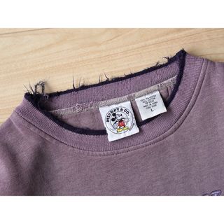 90s 古着 Disney ミッキー刺繍 フェード ボロスウェット グランジ