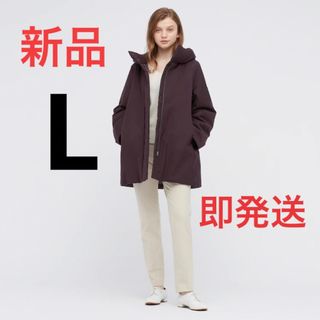 ユニクロ(UNIQLO)の新品　ユニクロ　ハイブリッドダウンショートコート　Lサイズ　19ワイン(ダウンコート)