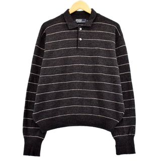 ラルフローレン(Ralph Lauren)の古着 ラルフローレン Ralph Lauren POLO by Ralph Lauren ボーダー柄 襟付き ラムウールニットセーター メンズXL /eaa365725(ニット/セーター)