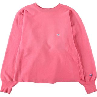 チャンピオン(Champion)の古着 90年代 チャンピオン Champion REVERSE WEAVE リバースウィーブ 刺繍タグ カットオフ ワンポイントロゴスウェット トレーナー USA製 レディースXL ヴィンテージ /eaa384423(トレーナー/スウェット)