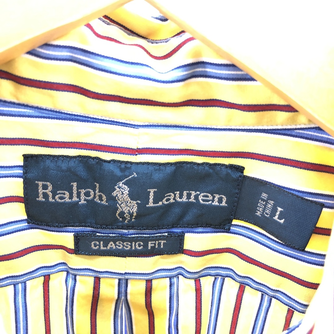 Ralph Lauren(ラルフローレン)の古着 ラルフローレン Ralph Lauren CLASSIC FIT 長袖 ボタンダウンストライプシャツ メンズL /eaa385028 メンズのトップス(シャツ)の商品写真