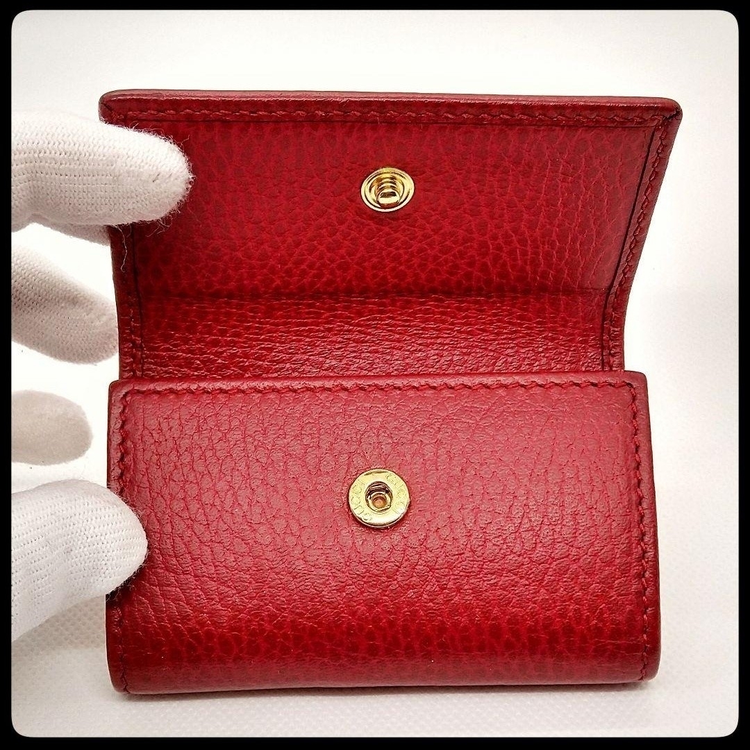 美品 GUCCI グッチ GG マーモント レザー 6連 キーケース 赤-