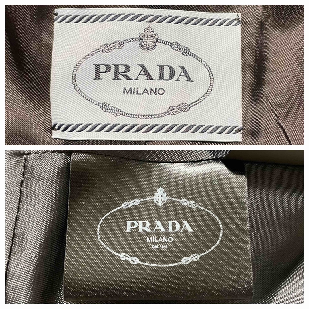 PRADA(プラダ)の本物 プラダ 3B 光沢 ノッチド テーラード ジャケット 40 グレー系 レディースのジャケット/アウター(テーラードジャケット)の商品写真